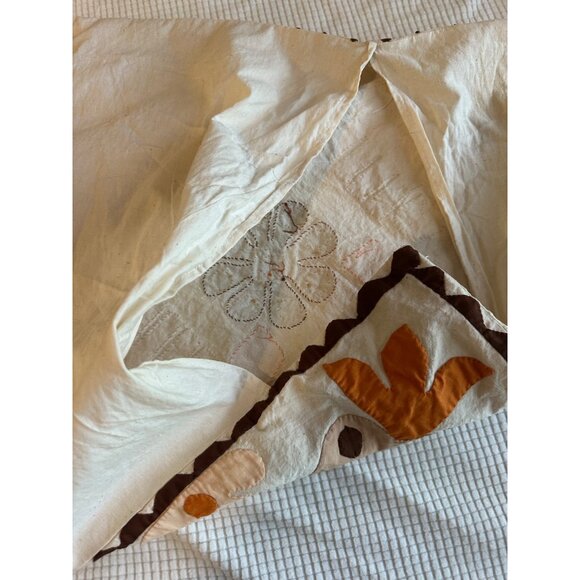 Hand-Embroidered Otomi Elephant Floral Patchwork Cotton Pillow Cover 17” Read - Picture 9 of 11